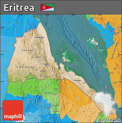 Satellite Map of Eritrea, political outside, satellite sea