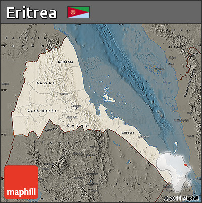 Shaded Relief Map of Eritrea, darken