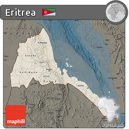Shaded Relief Map of Eritrea, darken