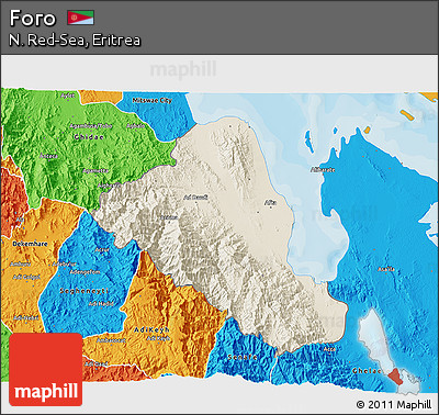 Shaded Relief 3D Map of Foro, political outside