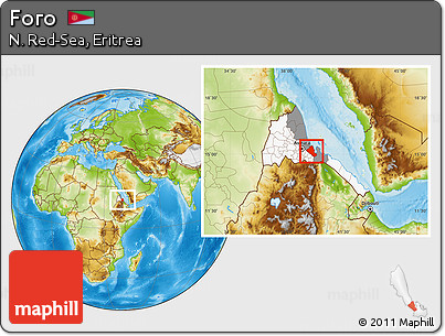 Physical Location Map of Foro, highlighted country, highlighted parent region, within the entire country