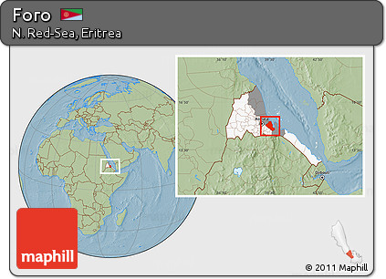 Savanna Style Location Map of Foro, highlighted country, highlighted parent region, hill shading