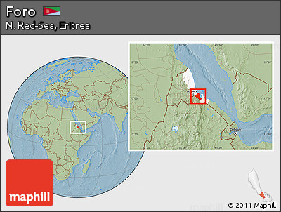 Savanna Style Location Map of Foro, highlighted parent region, within the entire country, hill shading
