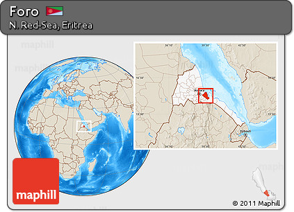Shaded Relief Location Map of Foro, highlighted country