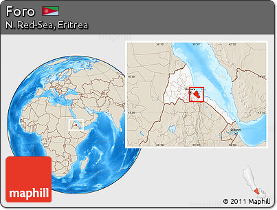 Shaded Relief Location Map of Foro, highlighted country