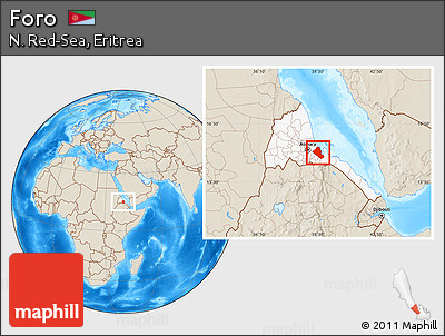 Shaded Relief Location Map of Foro, highlighted country