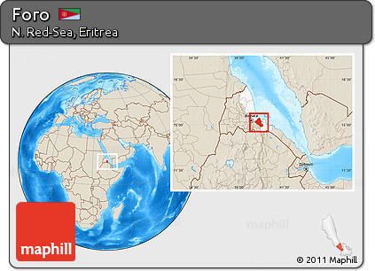 Shaded Relief Location Map of Foro, highlighted parent region, within the entire country