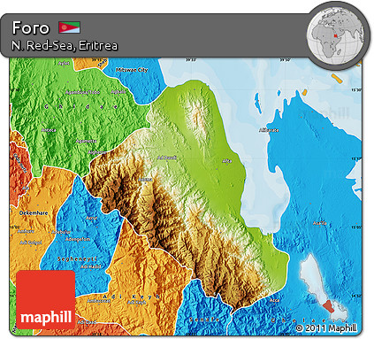 Physical Map of Foro, political outside