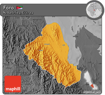 Political Map of Foro, darken, desaturated