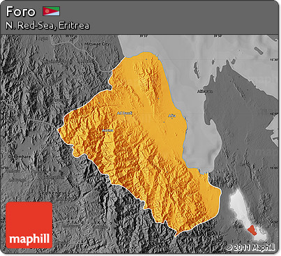 Political Map of Foro, darken, desaturated