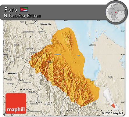 Political Map of Foro, shaded relief outside
