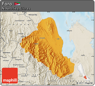 Political Map of Foro, shaded relief outside