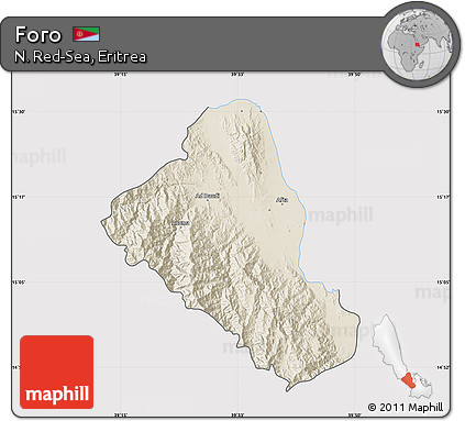 Shaded Relief Map of Foro, cropped outside
