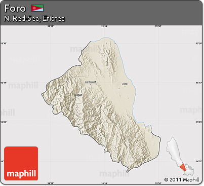 Shaded Relief Map of Foro, cropped outside