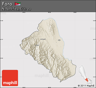 Shaded Relief Map of Foro, cropped outside