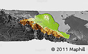 Physical Panoramic Map of Foro, darken, desaturated