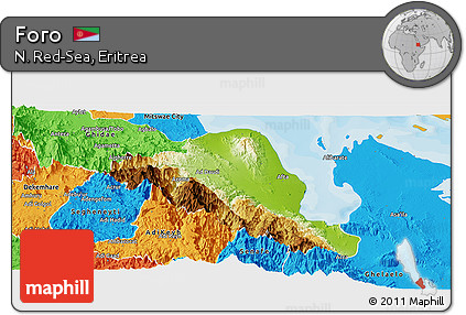Physical Panoramic Map of Foro, political outside