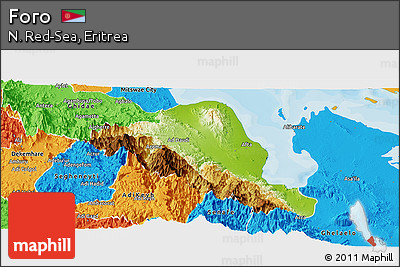 Physical Panoramic Map of Foro, political outside