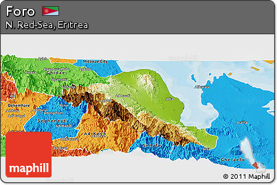 Physical Panoramic Map of Foro, political outside