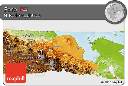 Political Panoramic Map of Foro, physical outside