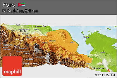 Political Panoramic Map of Foro, physical outside