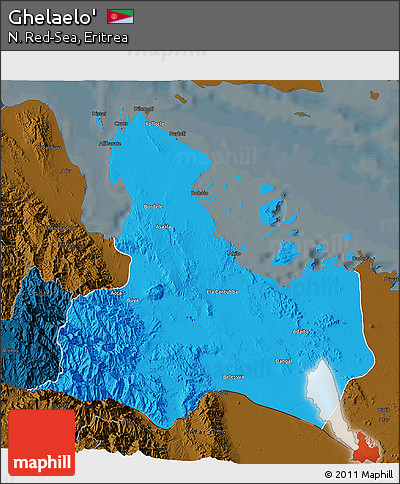 Political 3D Map of Ghelaelo', darken
