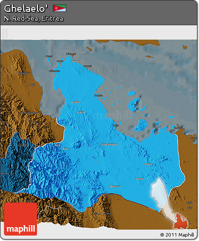 Political 3D Map of Ghelaelo', darken