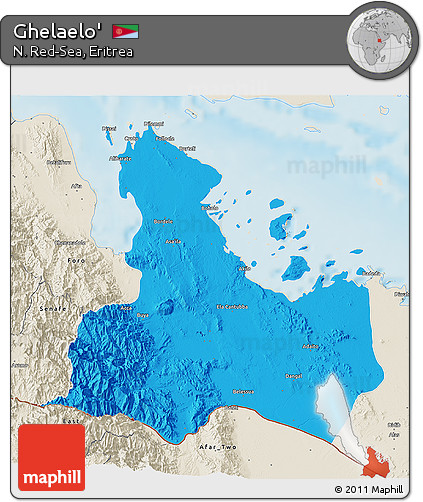 Political 3D Map of Ghelaelo', shaded relief outside