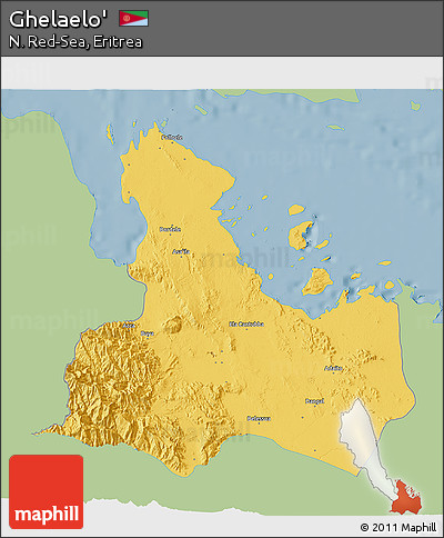 Savanna Style 3D Map of Ghelaelo', single color outside