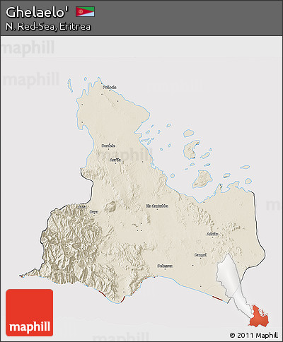Shaded Relief 3D Map of Ghelaelo', cropped outside