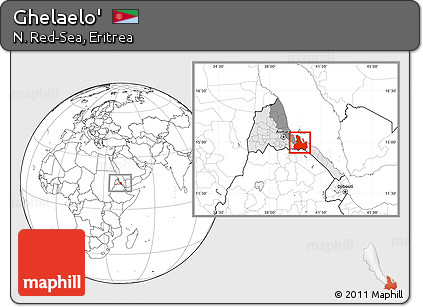Blank Location Map of Ghelaelo', highlighted country, highlighted parent region, within the entire country