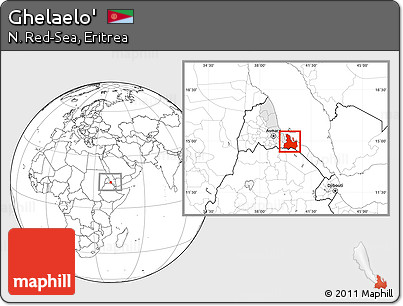 Blank Location Map of Ghelaelo', highlighted parent region, within the entire country
