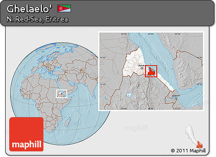 Gray Location Map of Ghelaelo', highlighted country, hill shading