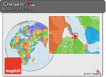 Political Location Map of Ghelaelo', highlighted country, highlighted parent region, within the entire country