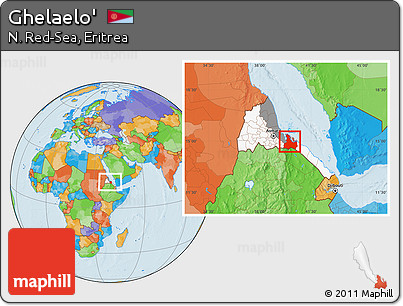Political Location Map of Ghelaelo', highlighted country, highlighted parent region, within the entire country
