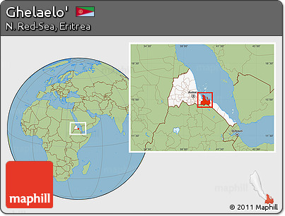 Savanna Style Location Map of Ghelaelo', highlighted country, within the entire country