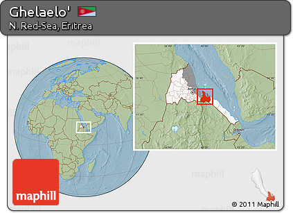 Savanna Style Location Map of Ghelaelo', highlighted country, highlighted parent region, hill shading
