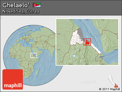 Savanna Style Location Map of Ghelaelo', highlighted country, highlighted parent region, hill shading