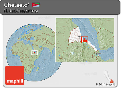 Savanna Style Location Map of Ghelaelo', highlighted country, hill shading