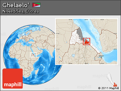Shaded Relief Location Map of Ghelaelo', highlighted country, highlighted parent region
