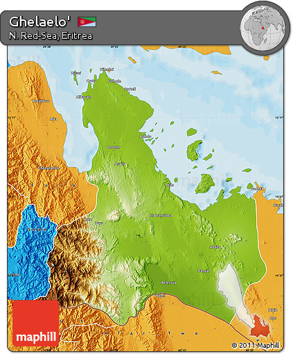 Physical Map of Ghelaelo', political outside