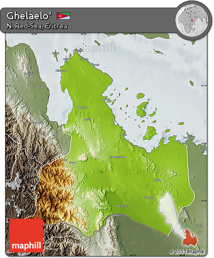 Physical Map of Ghelaelo', semi-desaturated