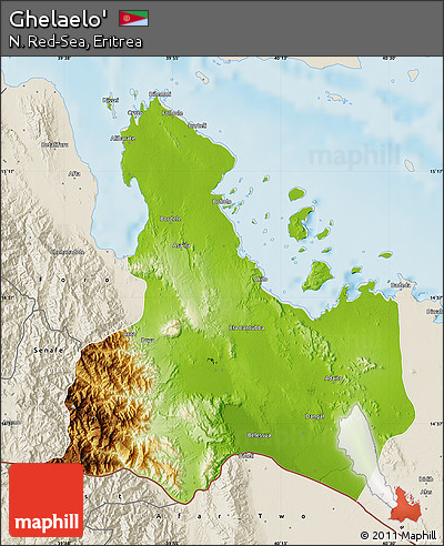 Physical Map of Ghelaelo', shaded relief outside