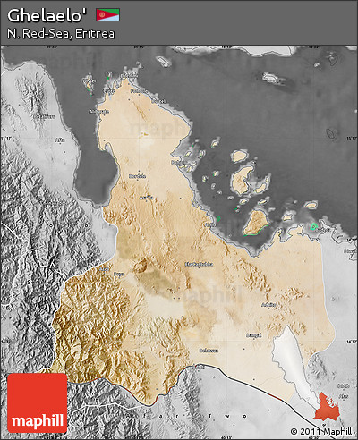 Satellite Map of Ghelaelo', desaturated