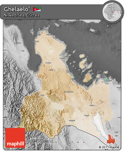 Satellite Map of Ghelaelo', desaturated