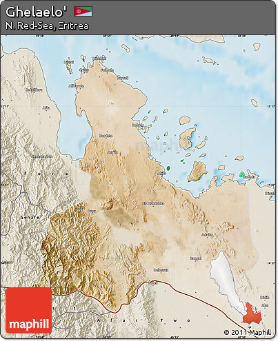 Satellite Map of Ghelaelo', shaded relief outside