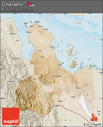 Satellite Map of Ghelaelo', shaded relief outside