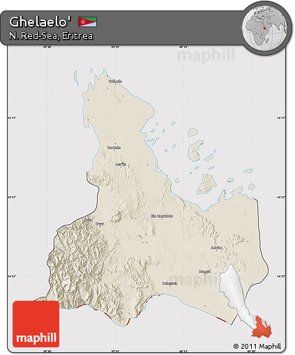 Shaded Relief Map of Ghelaelo', cropped outside