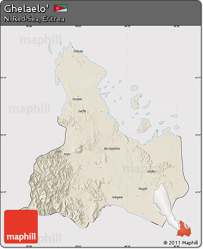 Shaded Relief Map of Ghelaelo', cropped outside