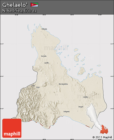 Shaded Relief Map of Ghelaelo', cropped outside